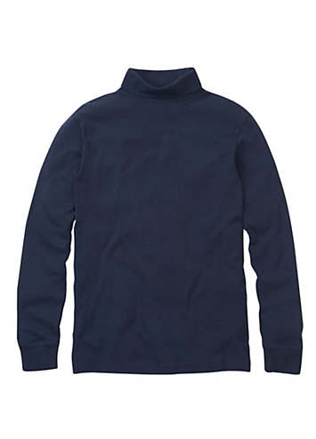 Navy Long Sleeve Roll Neck Top by Cotton Traders | Look Again