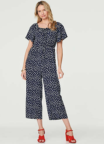 Polka dot jumpsuit with sleeves on sale