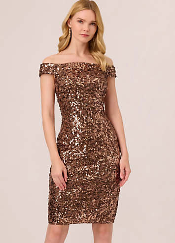 Off Shoulder Sequin Dress by Adrianna Papell Look Again