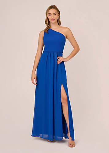 Adrianna papell one shoulder tiered chiffon dress sale