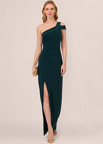 One Shoulder Jersey Gown by Adrianna Papell Look Again