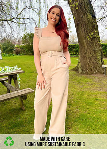 Organic Cotton Blend Nude Frill Strap Belted Wide Leg Jumpsuit by Stacey  Solomon | Look Again
