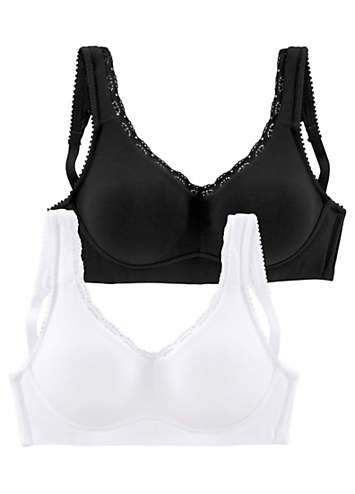 Pack of 2 Non-Wired Lace Trim Bras by Petite Fleur | Look Again