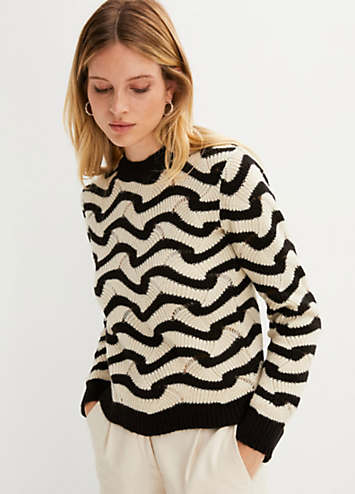 Pattern Pointelle Jumper by bonprix