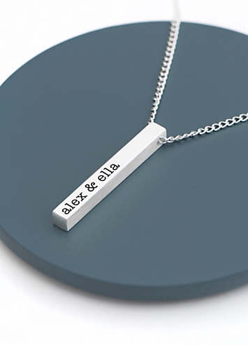 Personalised Men's Solid Bar Necklace Silver by Treat Republic