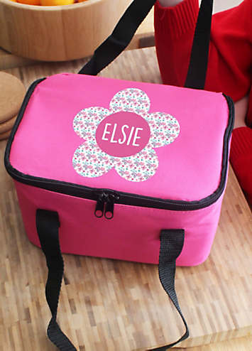 Personalised Momento Personalised Flower Pink Lunch Bag Look Again