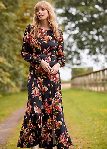 Petite Floral Tie Back Split Hem Jersey Maxi Dress by Joe Browns Look Again