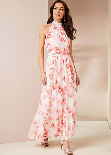 Maxi dress pink outlet floral