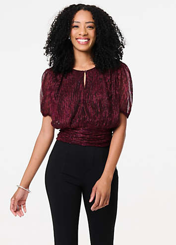 pink glitter mesh top
