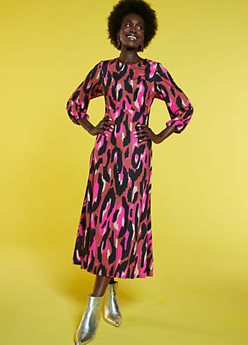 Pink Print Open Back Jersey Dress by Freemans Look Again