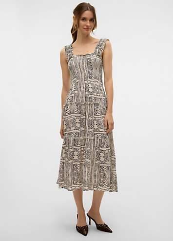 Printed Sleeveless Midi Summer Dress by Vero Moda