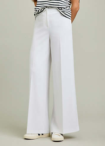 White Wide Leg High Waist Relaxed Fit Trouser