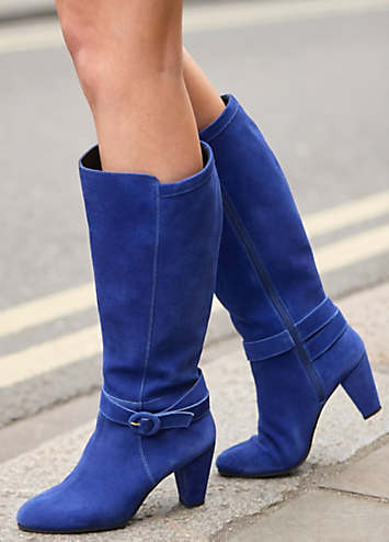 Ladies blue knee high boots hotsell