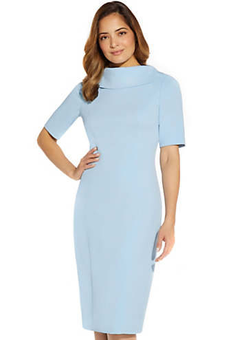 Roll Neck Sheath Dress with V Back by Adrianna Papell Look Again