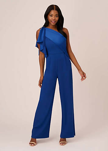 Satin Crepe Draped Jumpsuit by Adrianna Papell Look Again