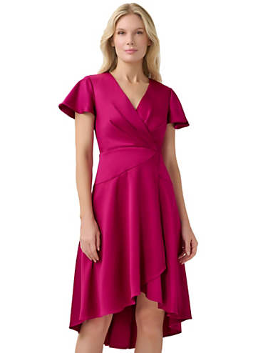 Satin Crepe Draped Wrap Dress by Adrianna Papell Look Again