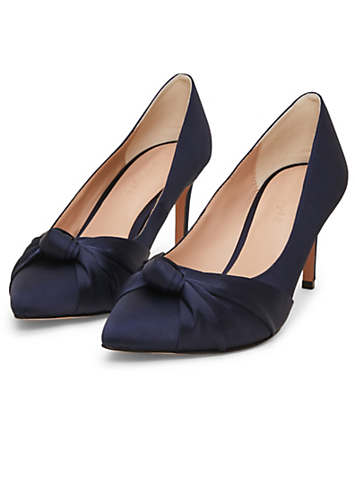 Navy blue satin dress shoes on sale