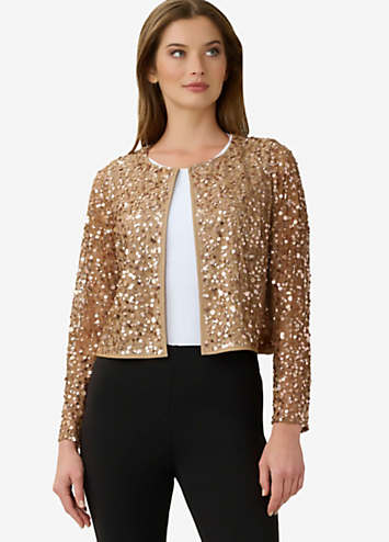 Sequin Mesh Jacket by Adrianna Papell Look Again