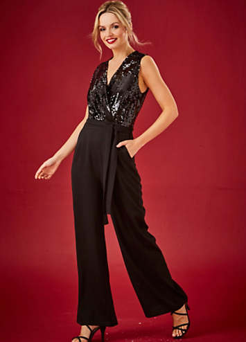 sequin wrap jumpsuit