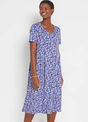 Short Sleeve Floral Jersey Midi Dress by bonprix Look Again