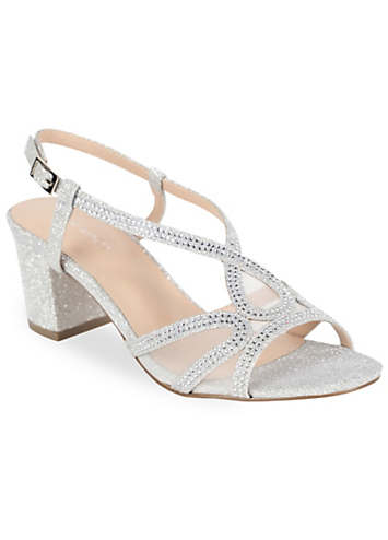 Glitter 'nelly' Champagne Wide Fit Low Heel T-bar Sandals By Paradox 