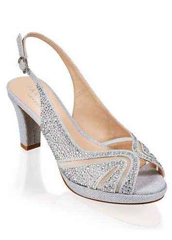 Silver Glitter Linda Low Platform Sling Back Sandals by Paradox