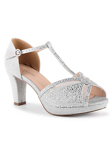 Silver t strap sales pumps