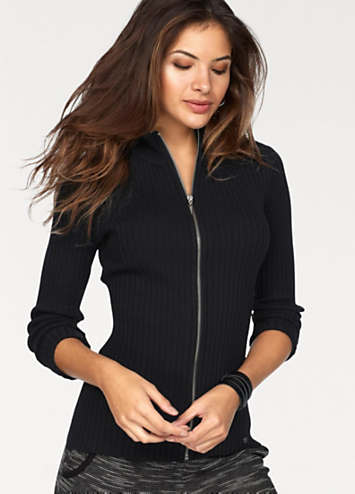 fitted ribbed knit cardigan