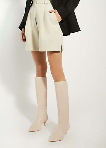 Smooth Ecru Knee High Boots by Dune London Look Again