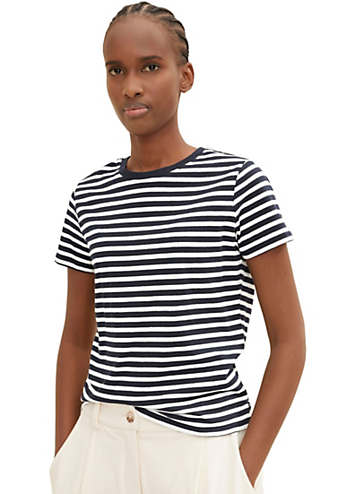 Stripe Short Sleeve T-Shirt by Tom Tailor Denim | Look Again