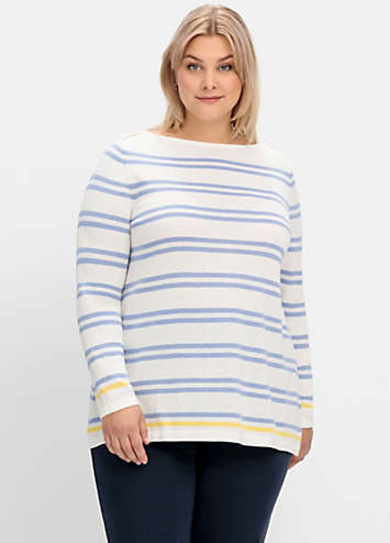 Striped Boat Neckline Jumper by Sheego | Look Again