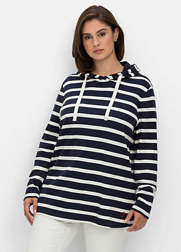 Striped Long Sleeve Hoodie by Sheego Look Again