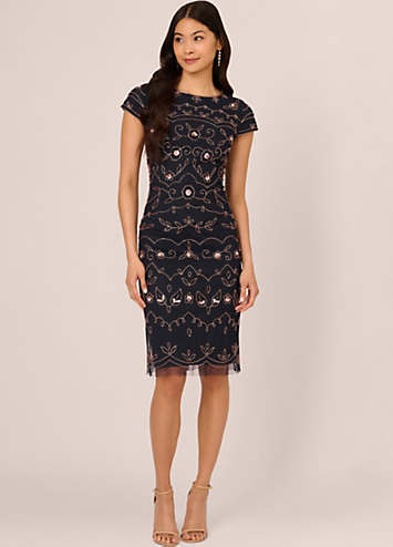 Studio Beaded Sheath Dress by Adrianna Papell Look Again