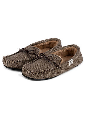 mens check moccasin slippers