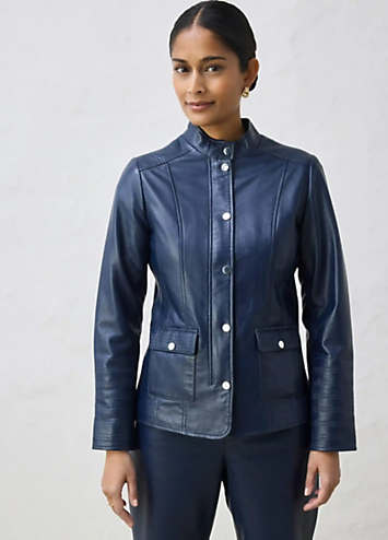 Turtleneck Leather Jacket by bonprix | Look Again