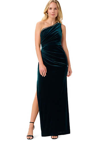 Velvet One Shoulder Gown by Adrianna Papell Look Again