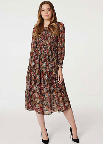 Vintage Floral Smocked Midi Dress by Izabel London | Look Again