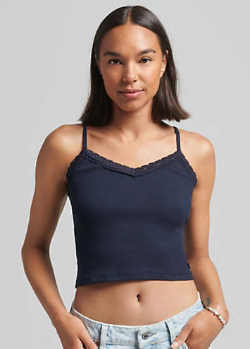 Vintage Rib Lace Trim Cami Top by Superdry