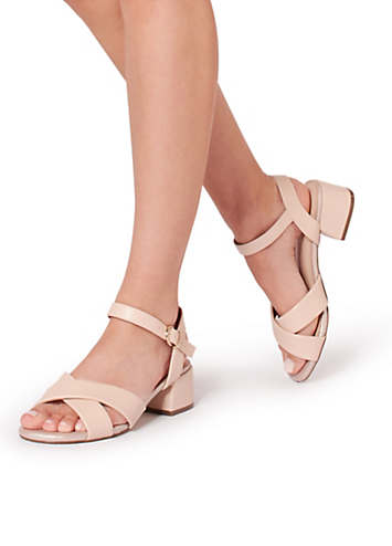 Ankle Strap Kitten Heel Wide Fit Sandals Wide Fit Faux Leather