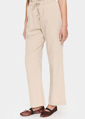 Wide Leg Crop With Drawstring in Saint Tropez Stripe