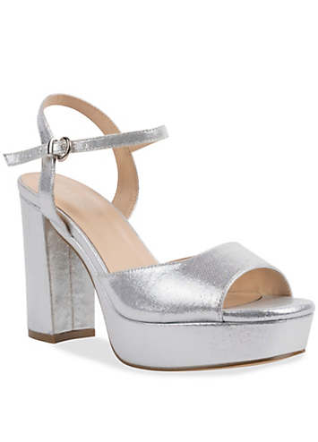 Silver block outlet heel platform sandals