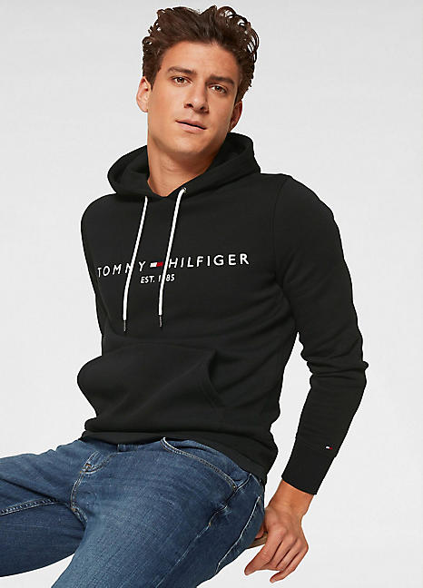 tommy hilfiger grey logo hoodie