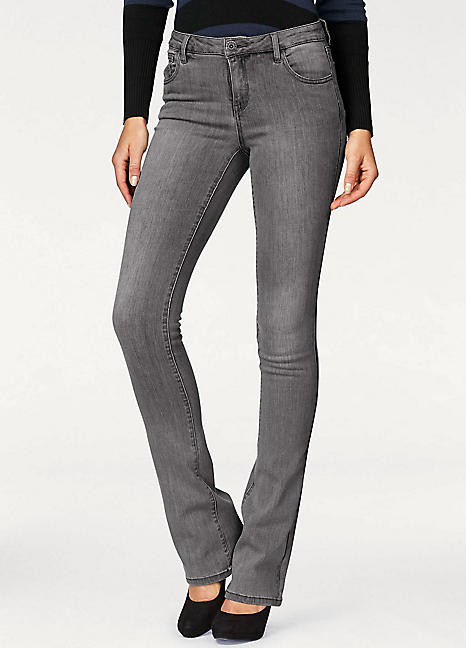 grey bootleg jeans
