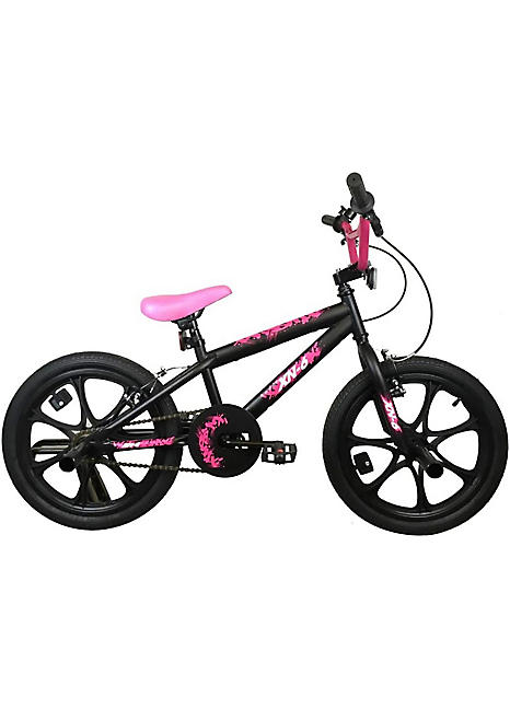 6 18 BMX Freestyle Girls Bike 18 Inch MAG Wheel Black Pink by XN