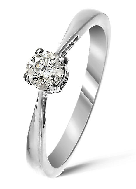 9ct white gold 0.25 carat diamond solitaire ring