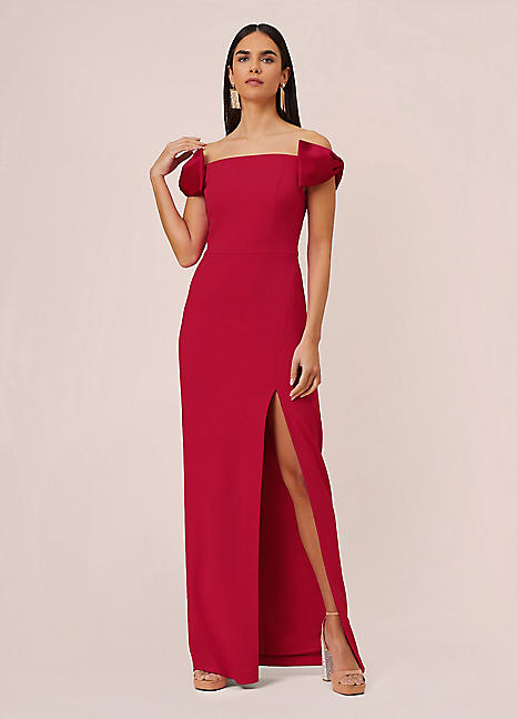 Aidan by Adrianna Papell Stretch Crepe Column Gown Look Again