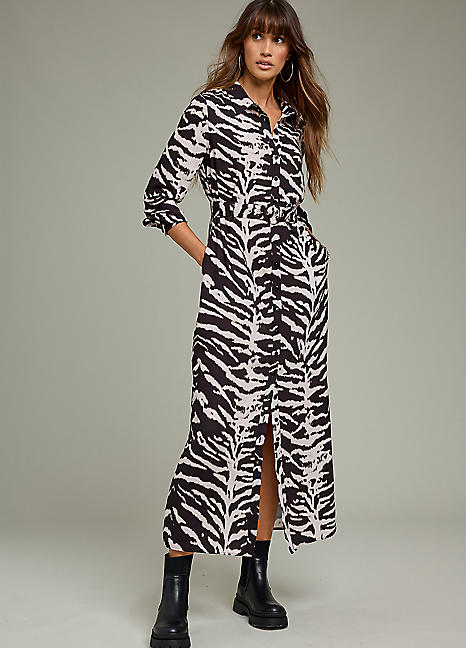 Animal Print Midi Shirt Dress by Freemans Look Again