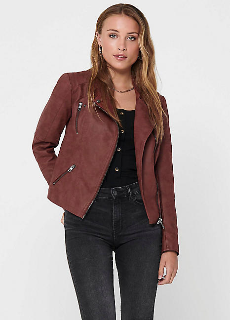 fitted faux leather jacket womens