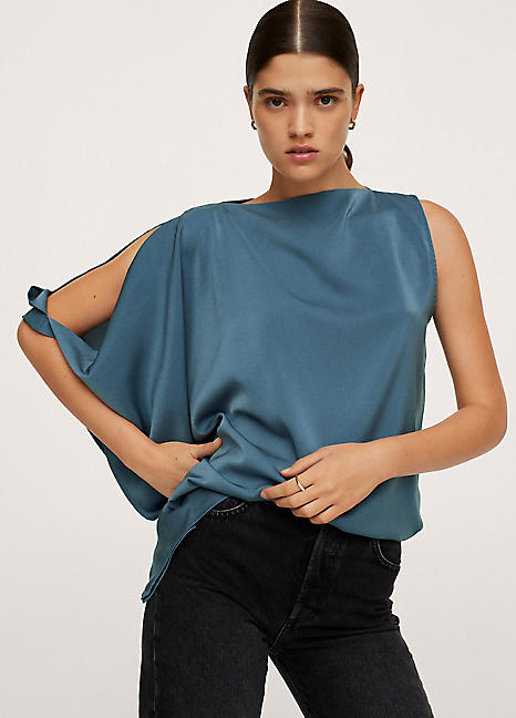 Asymmetric Satin Blouse by Mango | Look 
