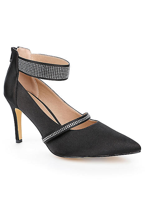 black diamante court shoes